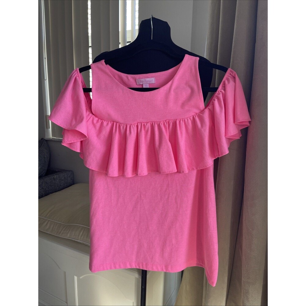 Lilly Pulitzer Lyra Pink Top Ruffled size Small